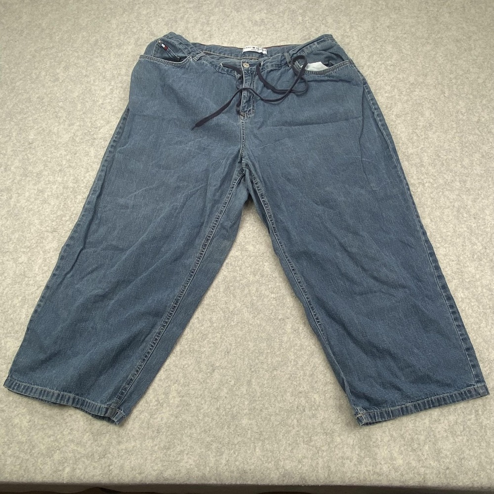 Tommy Hilfiger Jeans Womens 20 (36x23) Blue Cropped Relaxed Drawstring Denim